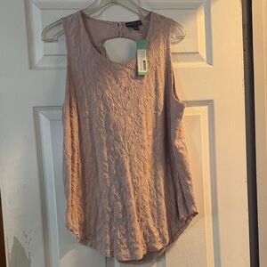 Market & Spruce Dusty Rose Lace-Texture Sleeveless Keyhole Camisole